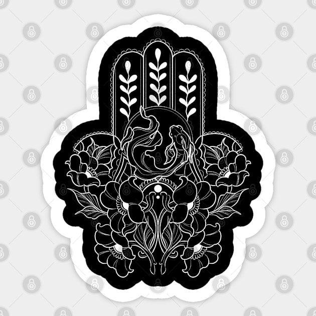 Hamsa Koi (White) Sticker by Caroline